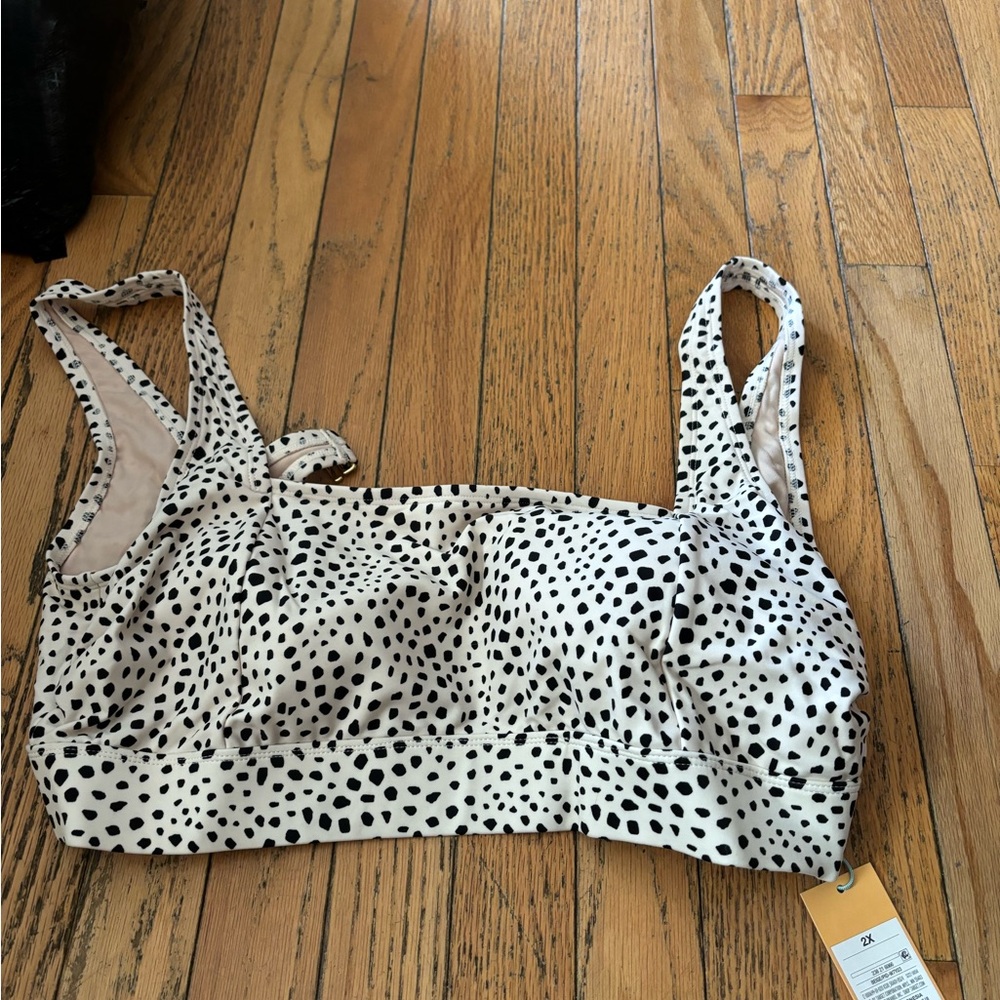Spotted Black and White Swim Top